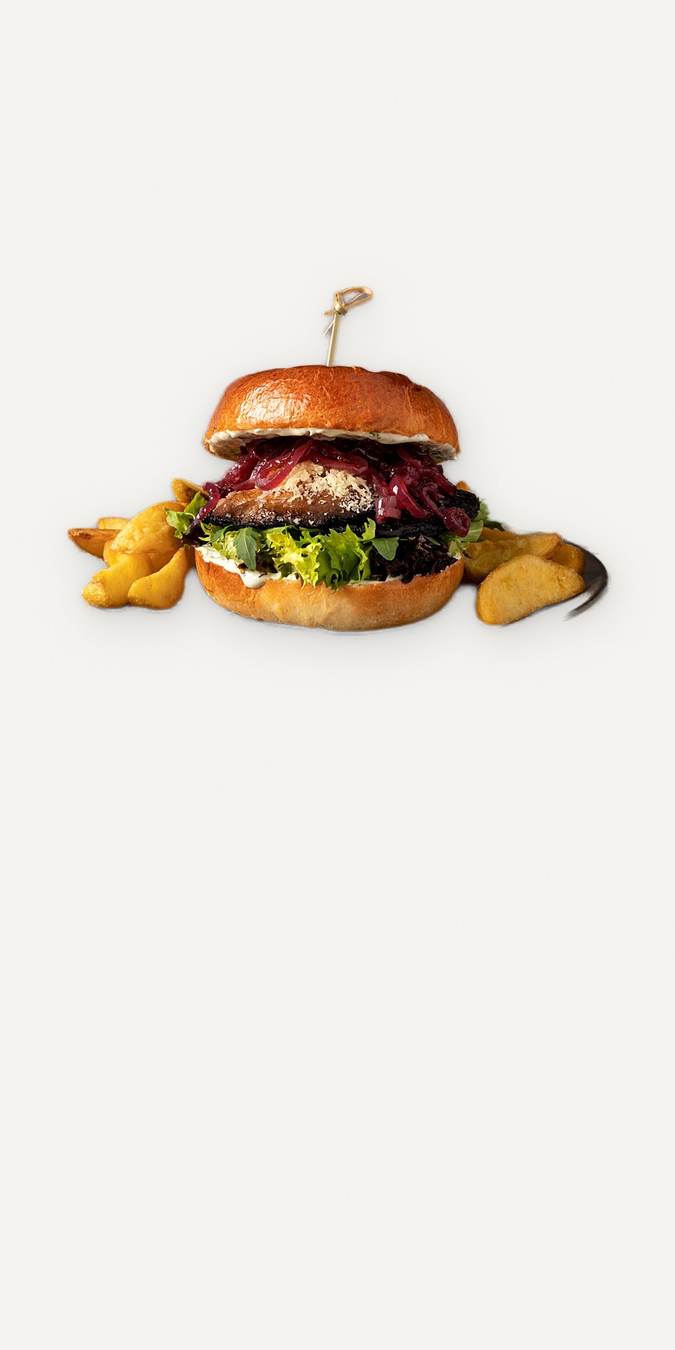 Vegetariškas (portabelo) burgeris + bulvytės
