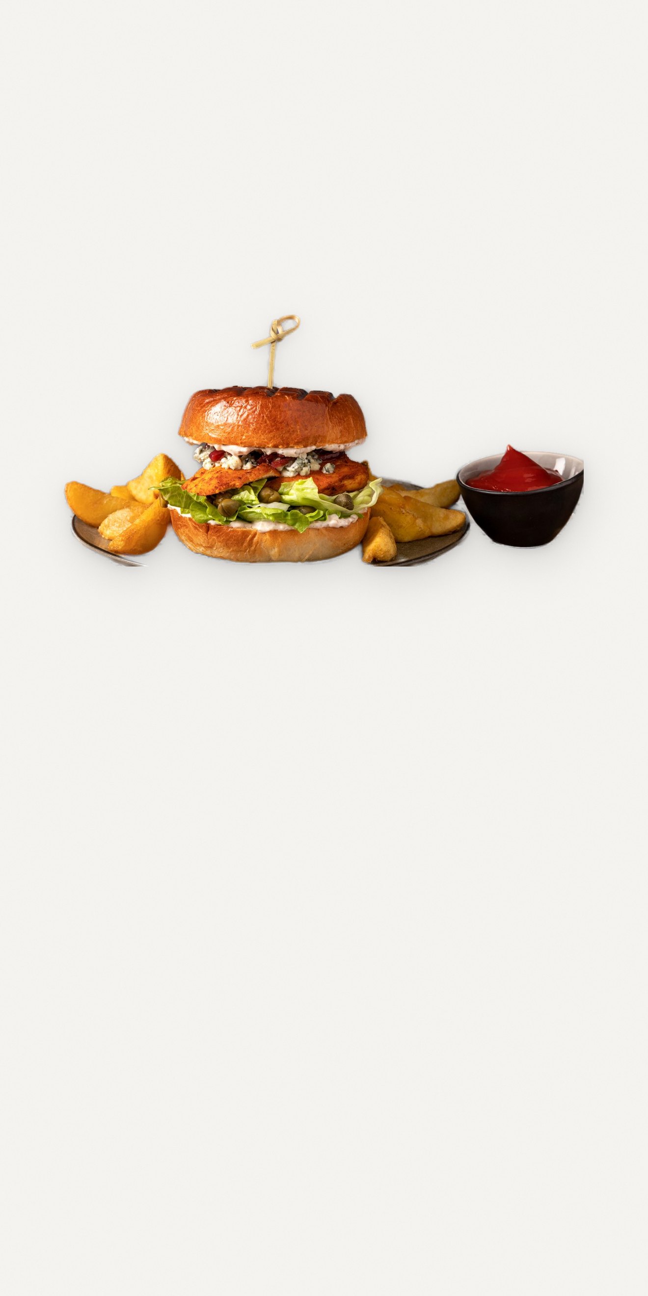Vištienos burgeris + bulvytės